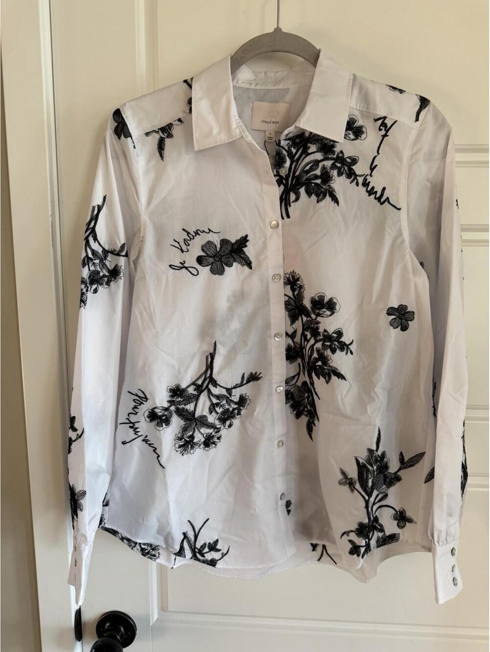 5a7 cinq a sept Women’s Wildflower Whimsy Asha Top White Black Size S